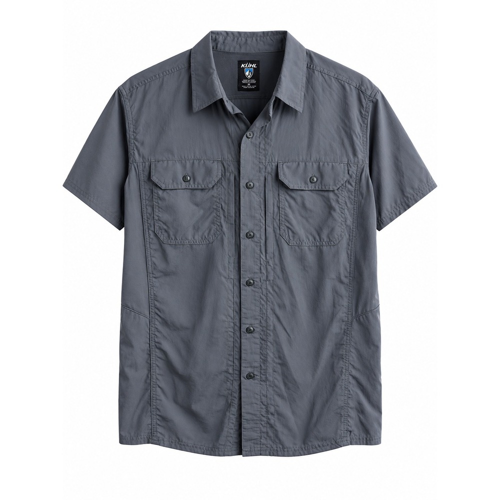 KÜHL Men's Medium Gray Short Sleeve Outdoor Hiking Button Up Shirt